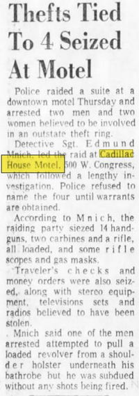 Cadillac House Motel - July 1972 Article On Theft